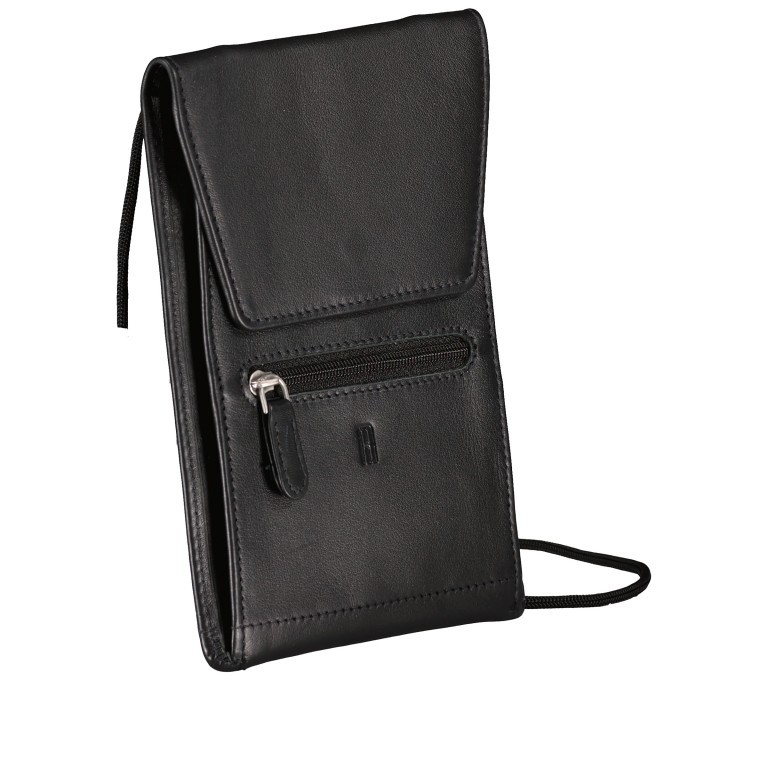 Brustbeutel / Gürteltasche Nappa Schwarz, Farbe: schwarz, Marke: Hausfelder Manufaktur, EAN: 4065646011892, Abmessungen in cm: 12x16.5x1, Bild 2 von 4