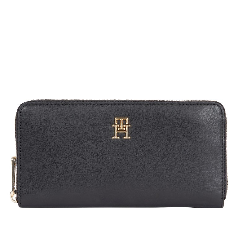 Geldbörse Iconic Large Zip around Wallet AW0AW14326.BDS Black, Farbe: schwarz, Marke: Tommy Hilfiger, EAN: 8720642478563, Abmessungen in cm: 20x11x3, Bild 1 von 3