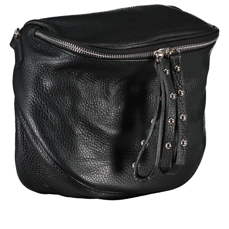 Gürteltasche Silberbeschlag Schwarz, Farbe: schwarz, Marke: Hausfelder Manufaktur, EAN: 4065646014039, Abmessungen in cm: 22x19x9, Bild 2 von 6