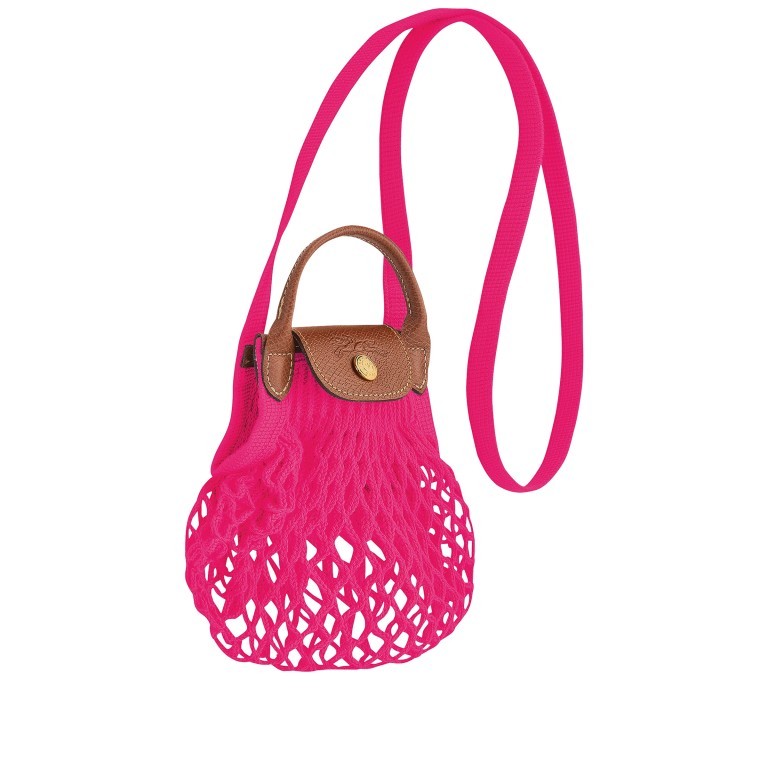 Umhängetasche Le Pliage Filet XS Fuchsia, Farbe: rosa/pink, Marke: Longchamp, EAN: 3597922269549, Abmessungen in cm: 17x18x1, Bild 2 von 4