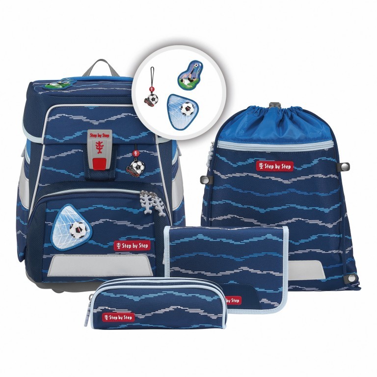 Schulranzen Space Set 5-teilig Soccer Lars, Farbe: blau/petrol, Marke: Step by Step, EAN: 4047443484826, Abmessungen in cm: 28x37x20, Bild 1 von 14