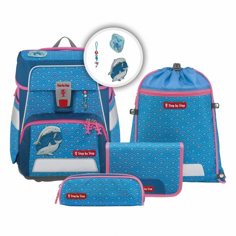 Schulranzen Space Set 5-teilig Dolphin Pippa, Farbe: blau/petrol, Marke: Step by Step, EAN: 4047443484451, Abmessungen in cm: 28x37x20, Bild 1 von 14