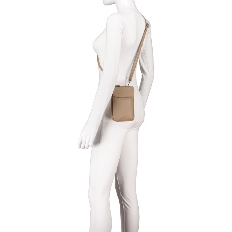 Umhängetasche / Handytasche Taupe, Farbe: taupe/khaki, Marke: Hausfelder Manufaktur, EAN: 4065646011021, Abmessungen in cm: 12x18x3, Bild 5 von 6