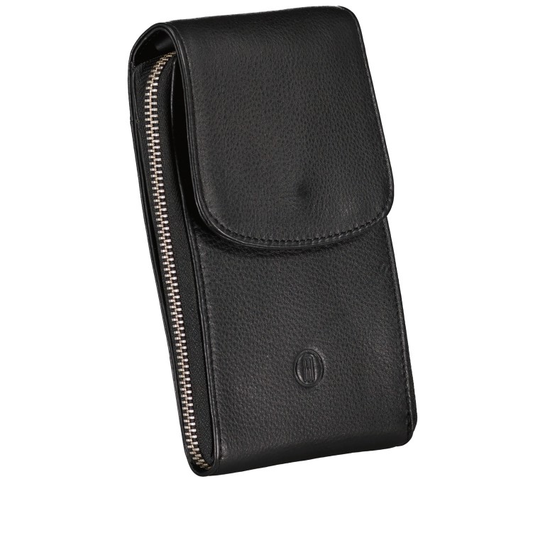 Umhängetasche / Handytasche Schwarz, Farbe: schwarz, Marke: Hausfelder Manufaktur, EAN: 4065646011038, Abmessungen in cm: 11.5x18.5x2, Bild 2 von 6