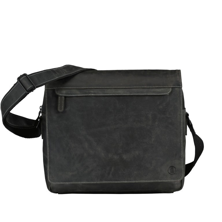 Kuriertasche Huntsville Habib mit Laptopfach Schwarz, Farbe: schwarz, Marke: Hausfelder Manufaktur, EAN: 4065646013537, Abmessungen in cm: 33x30x11, Bild 1 von 6