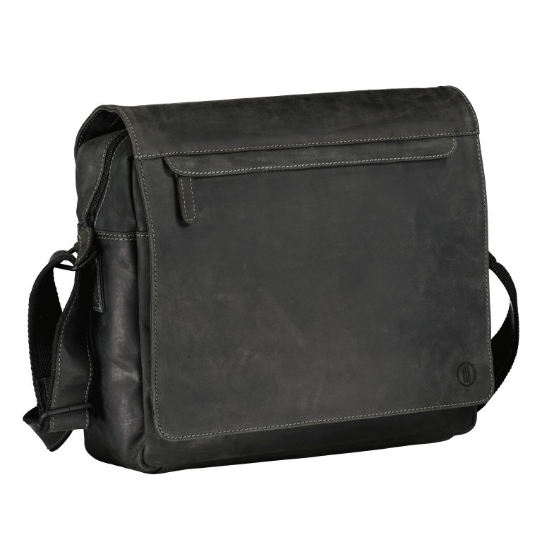 Kuriertasche Huntsville Habib mit Laptopfach Schwarz, Farbe: schwarz, Marke: Hausfelder Manufaktur, EAN: 4065646013537, Abmessungen in cm: 33x30x11, Bild 2 von 6