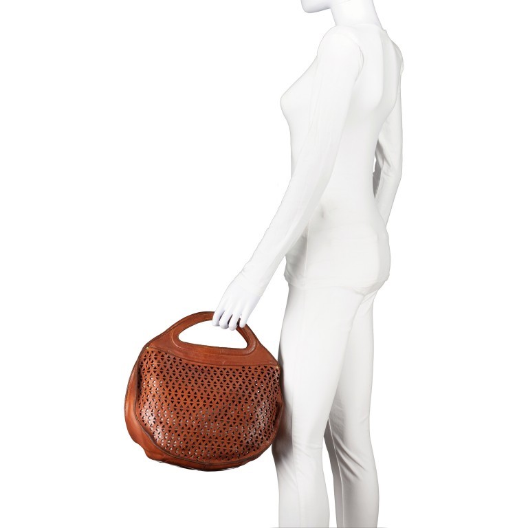 Handtasche Malibu Traccolina Tonda Cognac, Farbe: cognac, Marke: Campomaggi, EAN: 8059389004699, Abmessungen in cm: 35x26x12, Bild 4 von 7