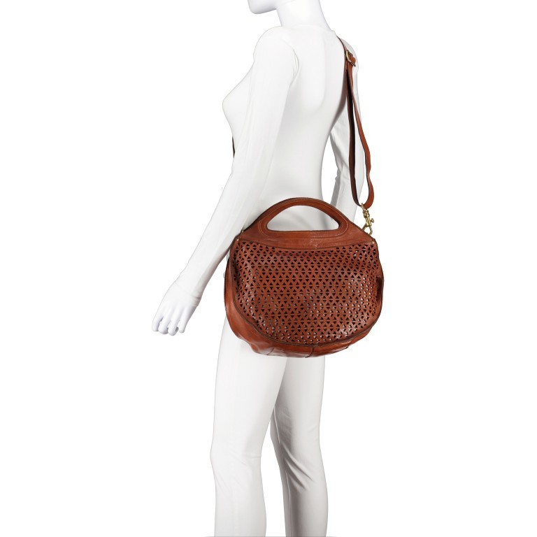 Handtasche Malibu Traccolina Tonda Cognac, Farbe: cognac, Marke: Campomaggi, EAN: 8059389004699, Abmessungen in cm: 35x26x12, Bild 6 von 7