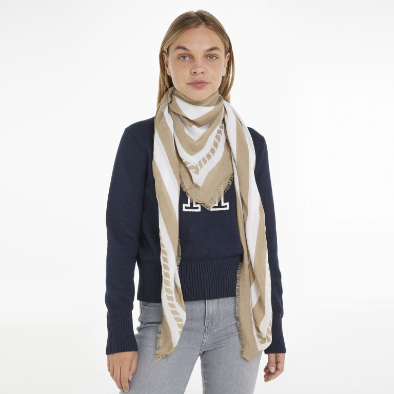 Tuch Tommy Coast Square Stripes Scarf Beige Mix, Farbe: beige, Marke: Tommy Hilfiger, EAN: 8720643586441, Bild 2 von 3