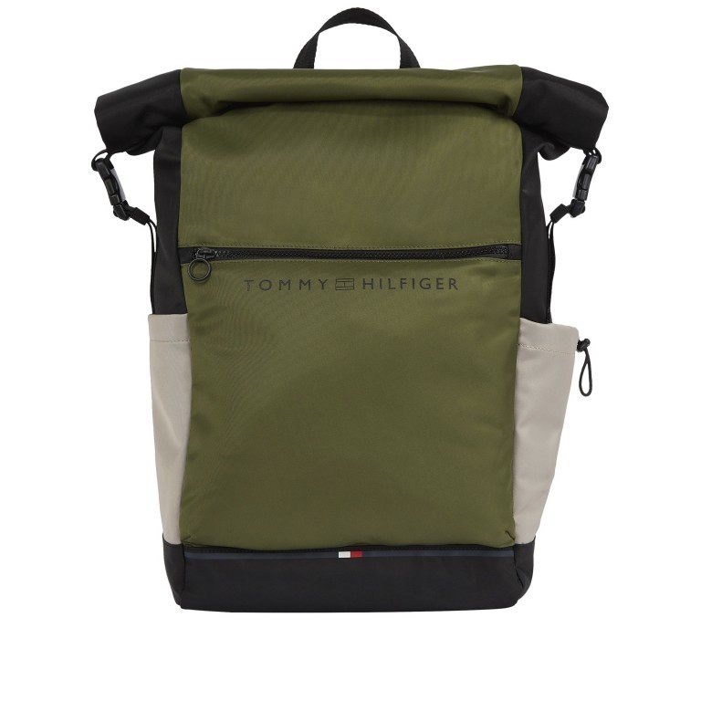 Rucksack Urban Essential Rolltop Backpack mit Laptopfach 15 Zoll Mentor Green, Farbe: grün/oliv, Marke: Tommy Hilfiger, EAN: 8720643576015, Abmessungen in cm: 30x47x13, Bild 1 von 4