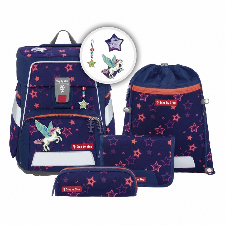 Schulranzen Space Shine Special Edition mit Glow-in-the-dark-Effekt Pegasus Night Nuala, Farbe: flieder/lila, Marke: Step by Step, EAN: 4047443485823, Abmessungen in cm: 28x37x20, Bild 1 von 15