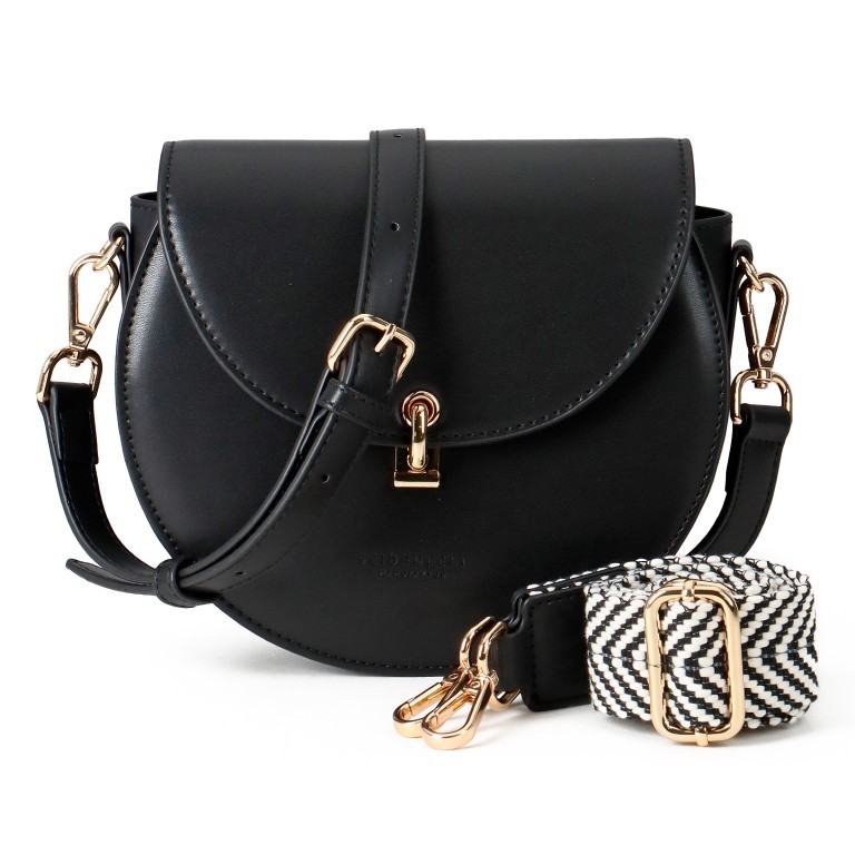 Umhängetasche Kisa Midi Saddle Black Gold, Farbe: schwarz, Marke: Seidenfelt, EAN: 4251817625979, Abmessungen in cm: 20x16.5x7, Bild 1 von 7