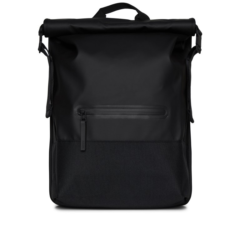 Rucksack Trail Rolltop Backpack mit Laptopfach 15 Zoll Black, Farbe: schwarz, Marke: Rains, EAN: 5711747529475, Abmessungen in cm: 36x47x13, Bild 1 von 6