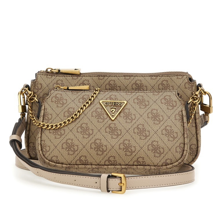 Umhängetasche Noelle Double Pouch Crossbody S Latte Logo, Farbe: beige, Marke: Guess, EAN: 0190231710691, Abmessungen in cm: 24x14x4, Bild 1 von 7