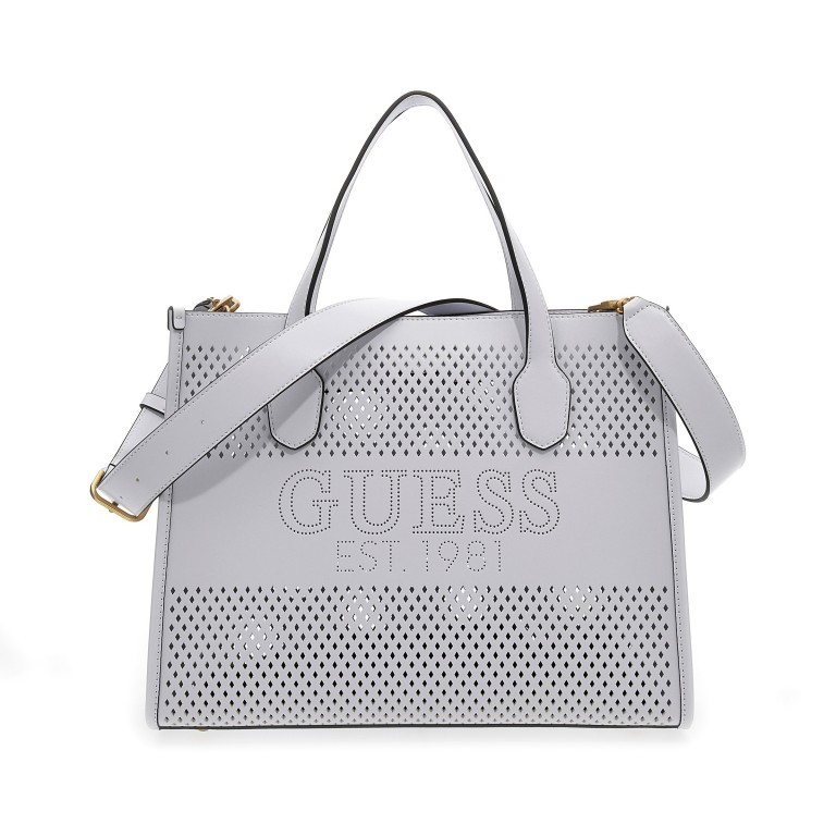 Handtasche Katey Perforation White, Farbe: weiß, Marke: Guess, EAN: 0190231702382, Abmessungen in cm: 34x26.5x13.5, Bild 3 von 3