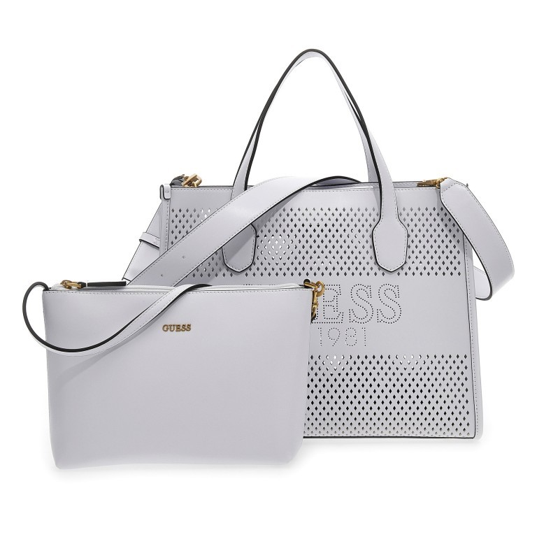 Handtasche Katey Perforation White, Farbe: weiß, Marke: Guess, EAN: 0190231702382, Abmessungen in cm: 34x26.5x13.5, Bild 1 von 3