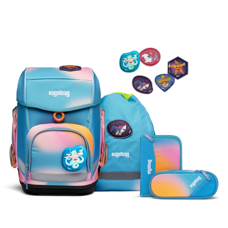Schulranzen Cubo Splash Limited Edition Set 5-teilig UrlaubsfieBär, Farbe: blau/petrol, Marke: Ergobag, EAN: 4057081151950, Abmessungen in cm: 25x40x28, Bild 1 von 6