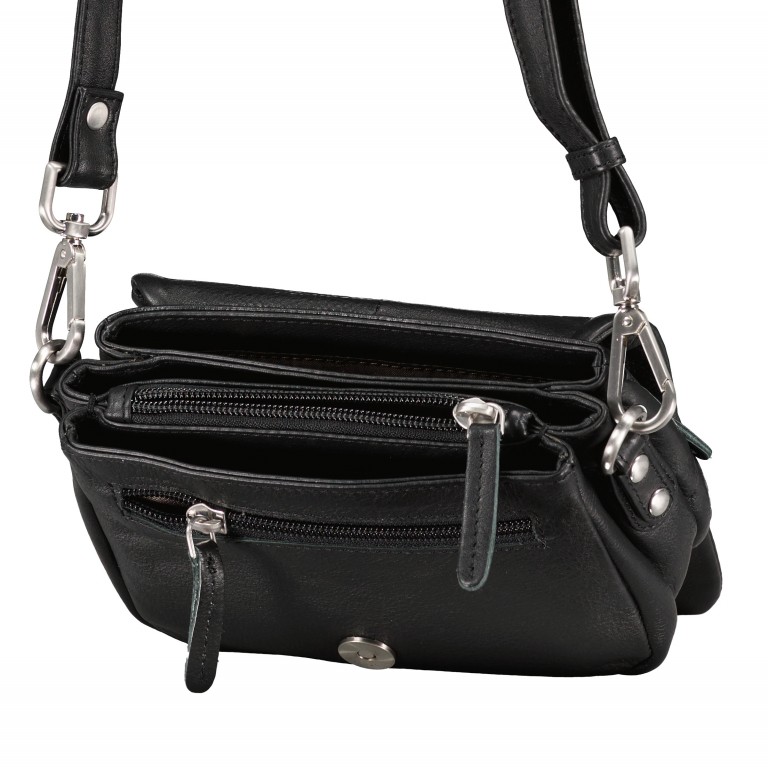 Umhängetasche Black, Farbe: schwarz, Marke: Hausfelder Manufaktur, EAN: 4065646015197, Abmessungen in cm: 18x16x7, Bild 6 von 6