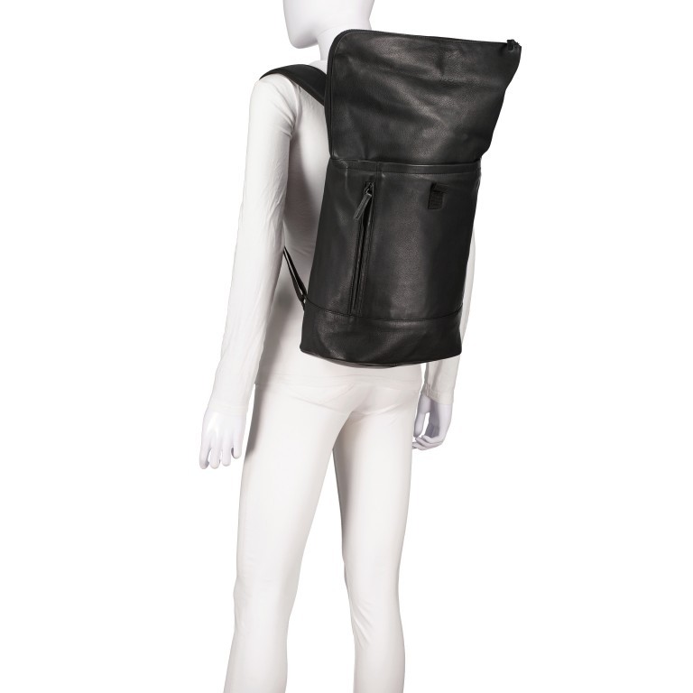 Rucksack Nappa Black, Farbe: schwarz, Marke: Hausfelder Manufaktur, EAN: 4065646015180, Abmessungen in cm: 28.5x40x13.5, Bild 6 von 7