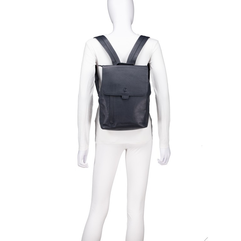 Rucksack Nappa Dunkelblau, Farbe: blau/petrol, Marke: Hausfelder Manufaktur, EAN: 4065646014244, Abmessungen in cm: 24.5x31x9.5, Bild 5 von 6