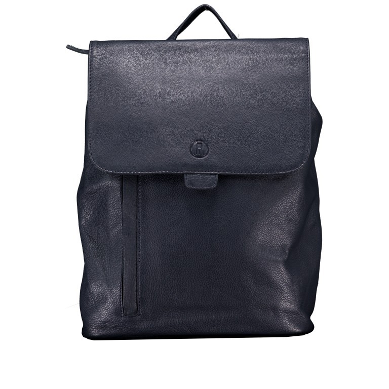 Rucksack Nappa Dunkelblau, Farbe: blau/petrol, Marke: Hausfelder Manufaktur, EAN: 4065646014244, Abmessungen in cm: 24.5x31x9.5, Bild 1 von 6