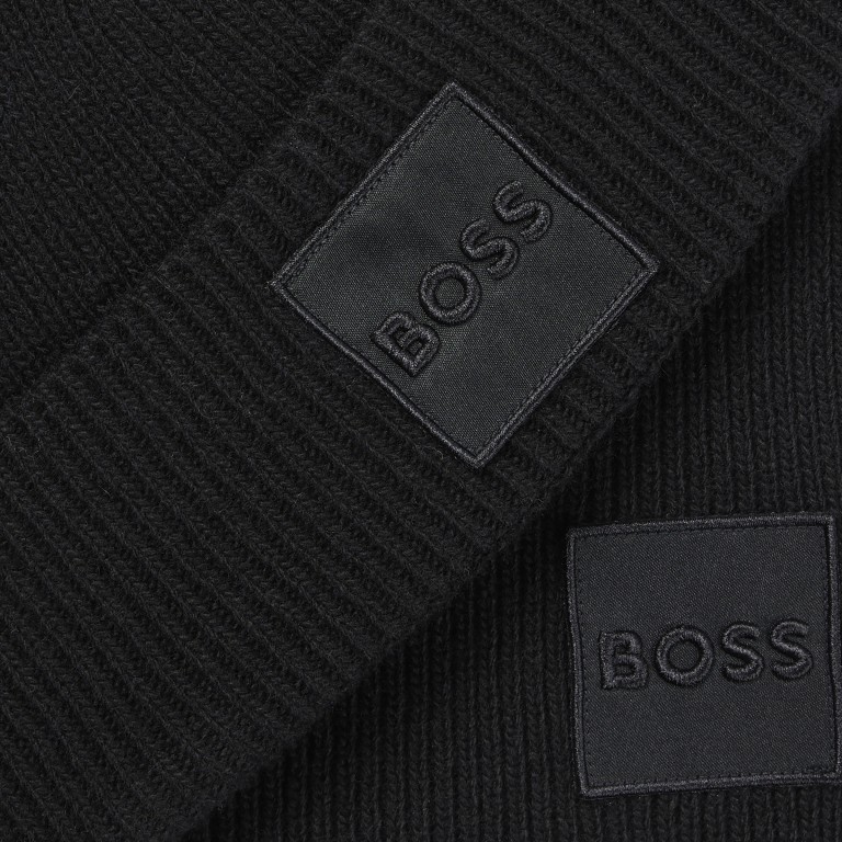 Mütze und Schal Metaverse zweiteiliges Geschenkset Black, Farbe: schwarz, Marke: Boss, EAN: 4063538780161, Abmessungen in cm: 30x180x0, Bild 2 von 4