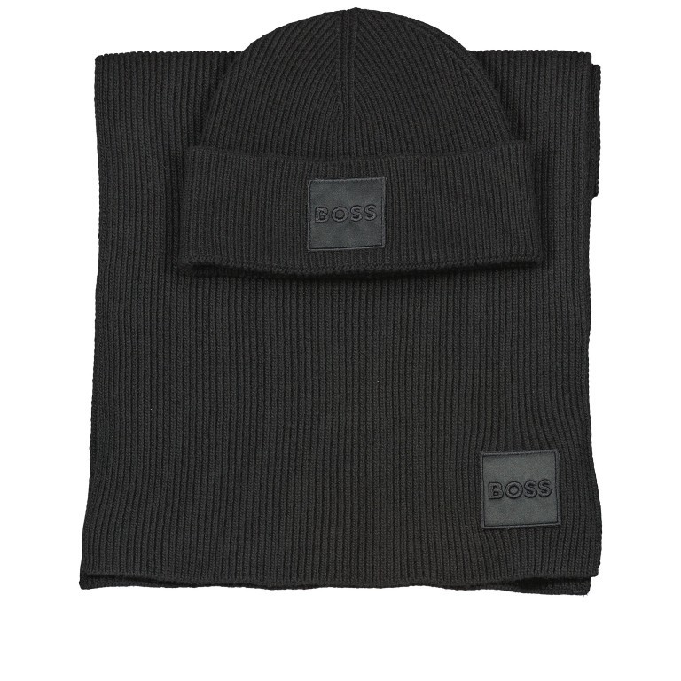 Mütze und Schal Metaverse zweiteiliges Geschenkset Black, Farbe: schwarz, Marke: BOSS, EAN: 4063538780161, Abmessungen in cm: 30x180x0.5, Bild 1 von 4