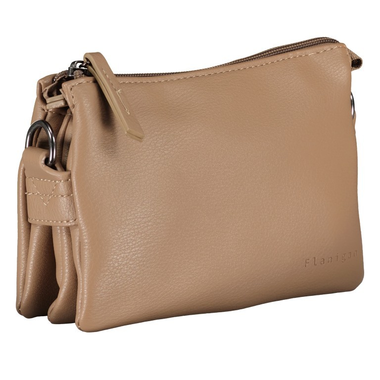 Umhängetasche Larissa F41-1313 mit zwei Schulterriemen Taupe, Farbe: taupe/khaki, Marke: Flanigan, EAN: 4066727002488, Abmessungen in cm: 18.5x13x7, Bild 2 von 6