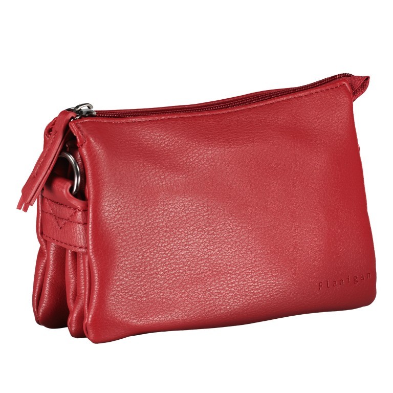 Umhängetasche Larissa F41-1313 mit zwei Schulterriemen Red, Farbe: rot/weinrot, Marke: Flanigan, EAN: 4066727002518, Abmessungen in cm: 18.5x13x7, Bild 2 von 6