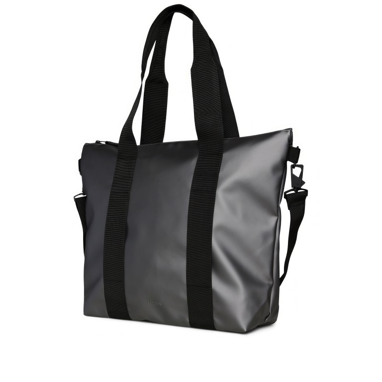 Shopper Tote Bag Mini Metallic Grey, Farbe: grau, Marke: Rains, EAN: 5711747557928, Abmessungen in cm: 35x36x13, Bild 2 von 4