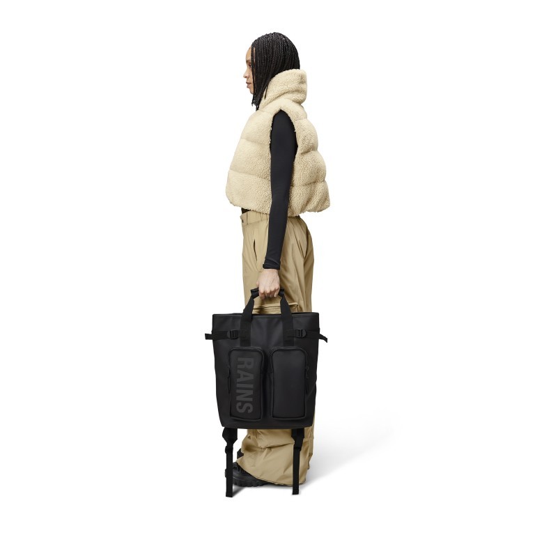 Rucksack Texel Tote Backpack Black, Farbe: schwarz, Marke: Rains, EAN: 5711747558550, Abmessungen in cm: 30x42x11, Bild 7 von 11