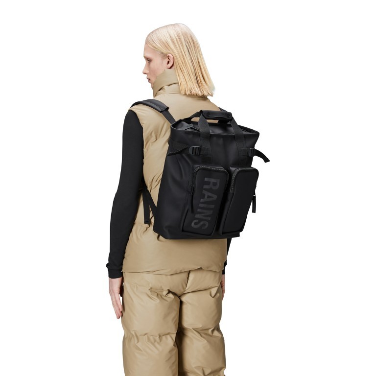 Rucksack Texel Tote Backpack Black, Farbe: schwarz, Marke: Rains, EAN: 5711747558550, Abmessungen in cm: 30x42x11, Bild 6 von 11