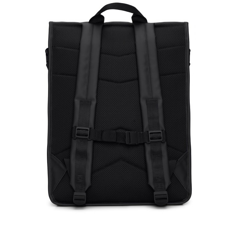 Rucksack Trail Rolltop Backpack mit Laptopfach 15 Zoll Black, Farbe: schwarz, Marke: Rains, EAN: 5711747558703, Abmessungen in cm: 36x47x13, Bild 2 von 5