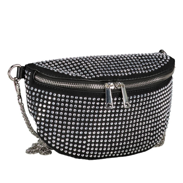 Gürteltasche / Umhängetasche mit Strass Schwarz, Farbe: schwarz, Marke: Hausfelder Manufaktur, EAN: 4065646015845, Abmessungen in cm: 21.5x14x8, Bild 2 von 7