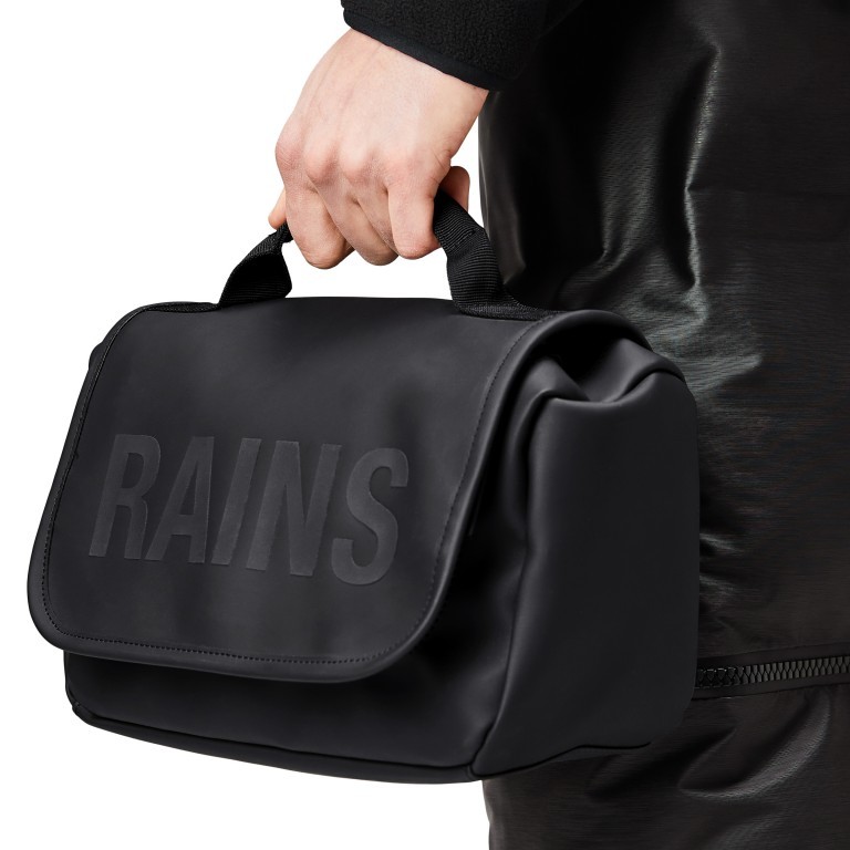 Kulturbeutel Texel Wash Bag Black, Farbe: schwarz, Marke: Rains, EAN: 5711747558123, Abmessungen in cm: 27x16x12, Bild 3 von 4