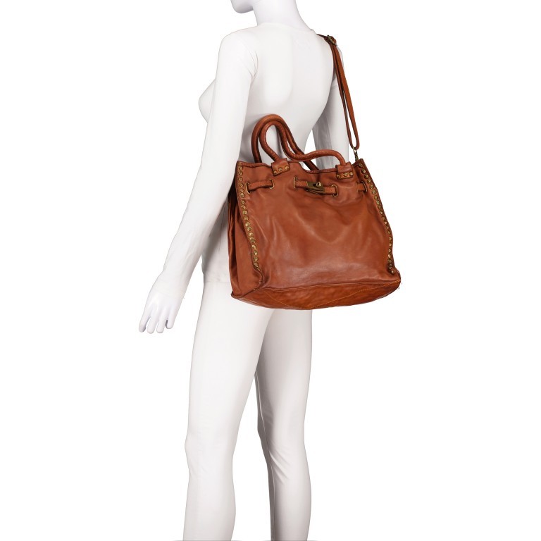 Handtasche Cognac, Farbe: cognac, Marke: Hausfelder Manufaktur, EAN: 4065646015876, Abmessungen in cm: 35x26.5x12.5, Bild 7 von 8