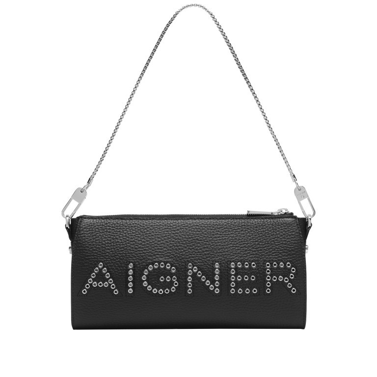 Umhängetasche / Clutch Ivy Black Silver, Farbe: schwarz, Marke: AIGNER, EAN: 4055539514371, Abmessungen in cm: 25x12x5, Bild 4 von 5