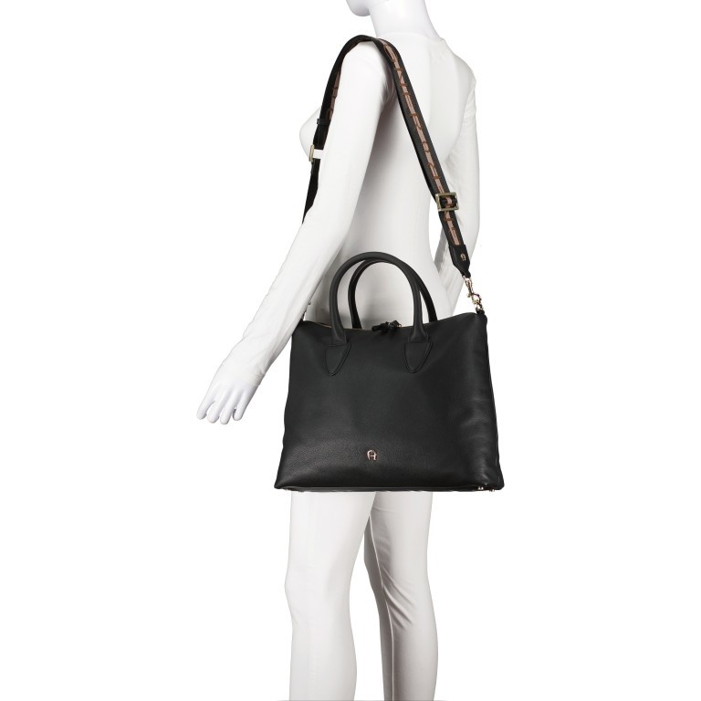 Handtasche Zita M Black Coloured, Farbe: schwarz, Marke: AIGNER, EAN: 4055539512957, Abmessungen in cm: 39x29x12, Bild 4 von 6