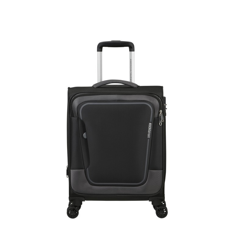 Koffer Pulsonic Spinner 55 Expandable Asphalt Black, Farbe: schwarz, Marke: American Tourister, EAN: 5400520203977, Abmessungen in cm: 40x55x23, Bild 1 von 11