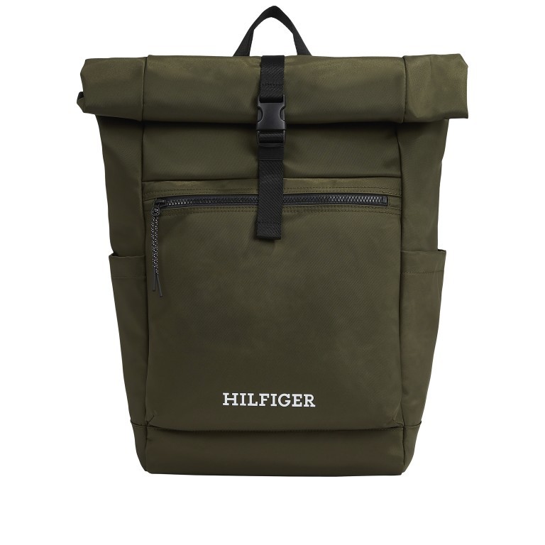 Rucksack Monotype Rolltop Backpack Army Green, Farbe: taupe/khaki, Marke: Tommy Hilfiger, EAN: 8720645295037, Abmessungen in cm: 30x40x20, Bild 1 von 4