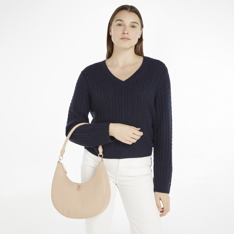 Beuteltasche Feminine Shoulder Bag Merino, Farbe: beige, Marke: Tommy Hilfiger, EAN: 8720645298595, Abmessungen in cm: 28.5x26x8, Bild 3 von 4