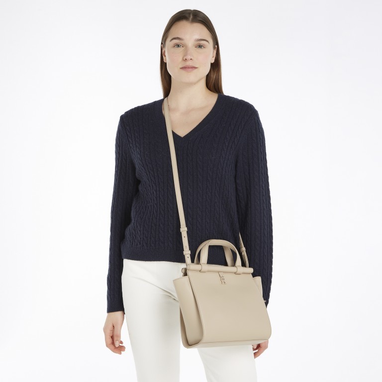 Handtasche Feminine Small Tote Merino, Farbe: beige, Marke: Tommy Hilfiger, EAN: 8720645299516, Abmessungen in cm: 23x23.5x11, Bild 3 von 4