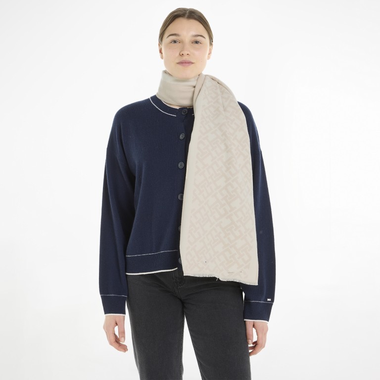 Schal Monogram Brushed Scarf AW0AW15341.ABH Cashmere Creme, Farbe: beige, Marke: Tommy Hilfiger, EAN: 8720645295662, Abmessungen in cm: 50x200x0, Bild 2 von 3