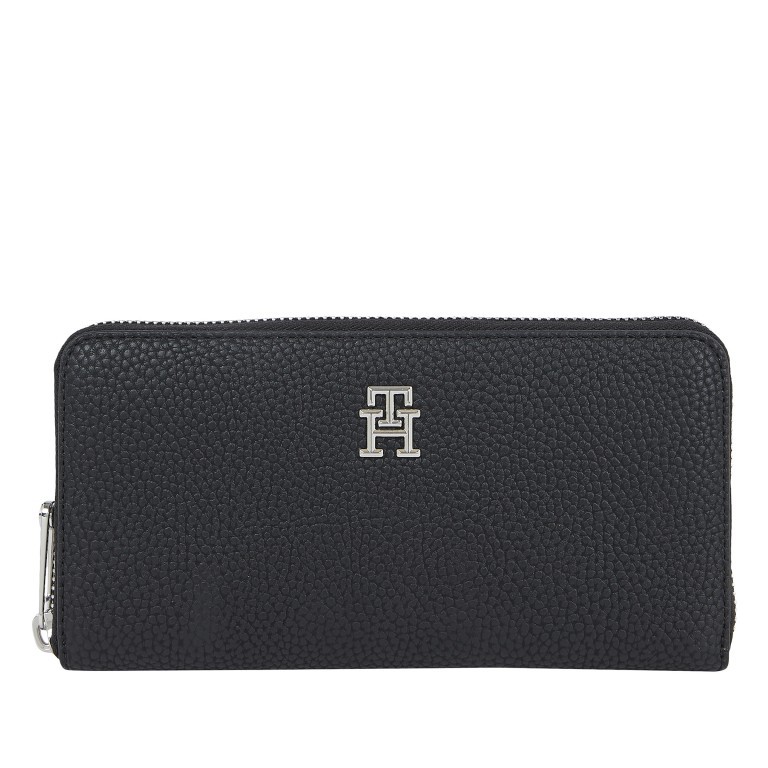 Geldbörse Emblem Large Wallet Zip Around SCHWARZ/Black, Farbe: schwarz, Marke: Tommy Hilfiger, EAN: 8720645300151, Abmessungen in cm: 19x10x2.5, Bild 1 von 4
