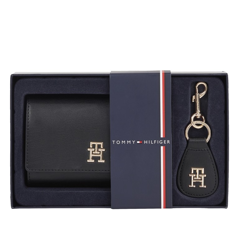 Geldbörse Medium Wallet with Key Fob zweiteiliges Geschenkset SCHWARZ/Black, Farbe: schwarz, Marke: Tommy Hilfiger, EAN: 8720645282945, Abmessungen in cm: 14x10x3, Bild 1 von 2
