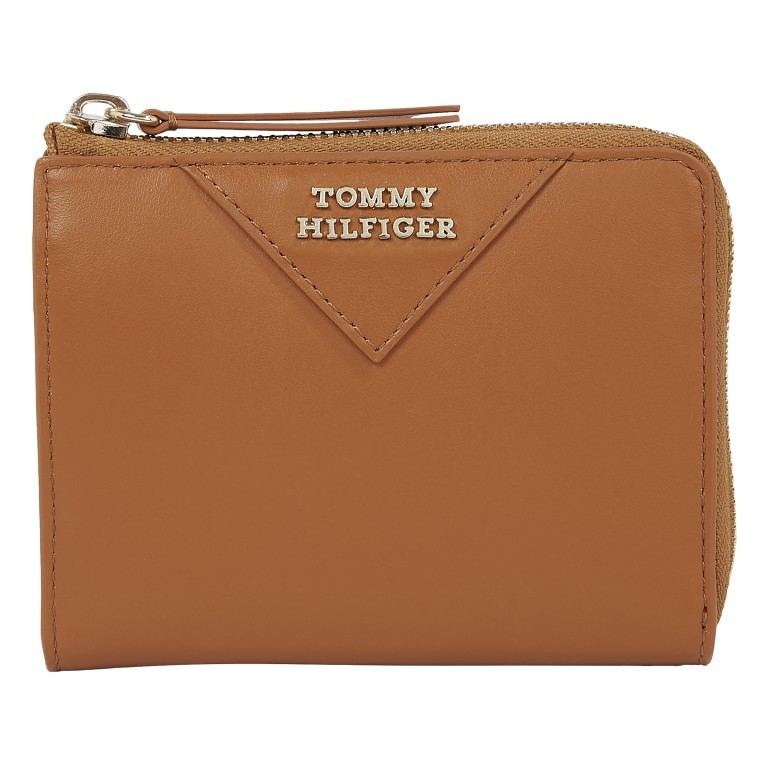 Geldbörse Crest Leather Medium Wallet Zip Around Tan, Farbe: braun, Marke: Tommy Hilfiger, EAN: 8720645283232, Abmessungen in cm: 13x10.5x2.5, Bild 1 von 3