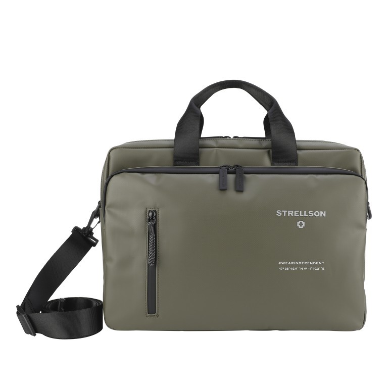 Aktentasche Stockwell 2.0 Briefbag Charles MHZ Khaki, Farbe: grün/oliv, Marke: Strellson, EAN: 4053533988693, Abmessungen in cm: 39x28x13, Bild 1 von 7