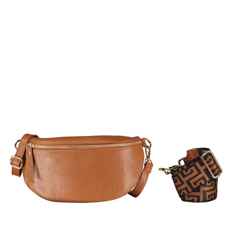 Gürteltasche Goldbeschlag Hellbraun, Farbe: braun, Marke: Hausfelder Manufaktur, EAN: 4065646016736, Abmessungen in cm: 27x15x8, Bild 1 von 6