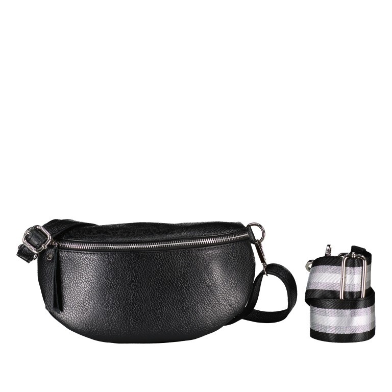 Gürteltasche Silberbeschlag Schwarz, Farbe: schwarz, Marke: Hausfelder Manufaktur, EAN: 4065646016743, Abmessungen in cm: 27x15x8, Bild 1 von 5
