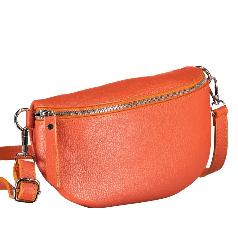 Gürteltasche Silberbeschlag Orange, Farbe: orange, Marke: Hausfelder Manufaktur, EAN: 4065646016859, Abmessungen in cm: 27x15x8, Bild 2 von 6